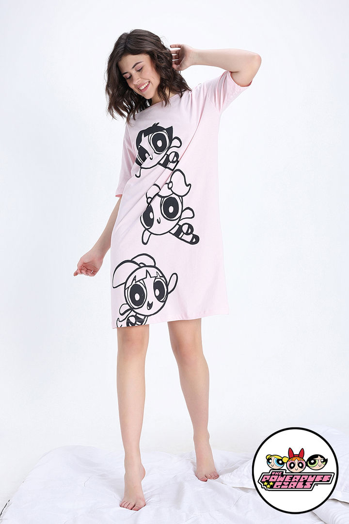 Zivame Power Puff Knit Cotton Loungewear Dress - Barely Pink — image 2